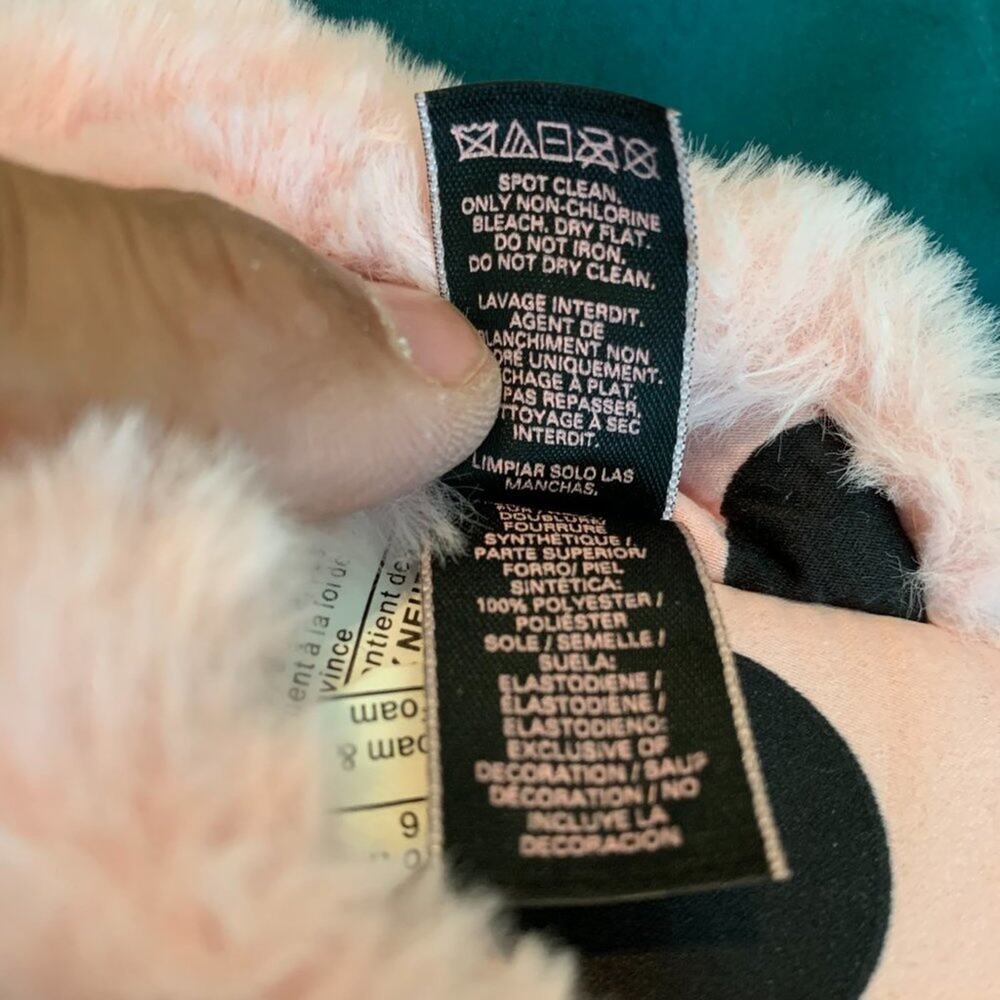 Victoria Secret Pink with black polka dot with "fur" trim Slippers - M - Picture 7 of 9